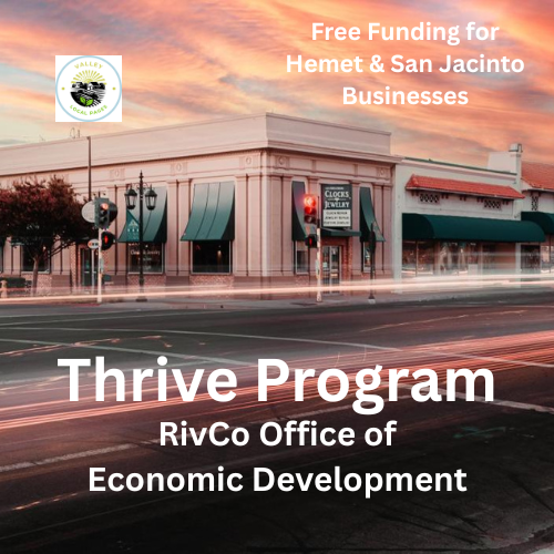 RivCo Small Business Thrive Program Funding Grant for HSJ Businesses