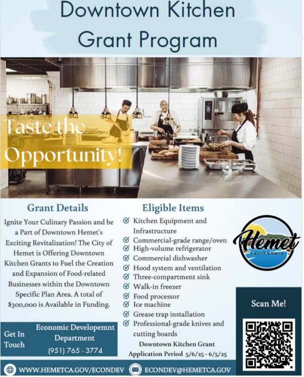 Hemet Downtown Kitchen Grant: $300K Toward Your Restaurant
